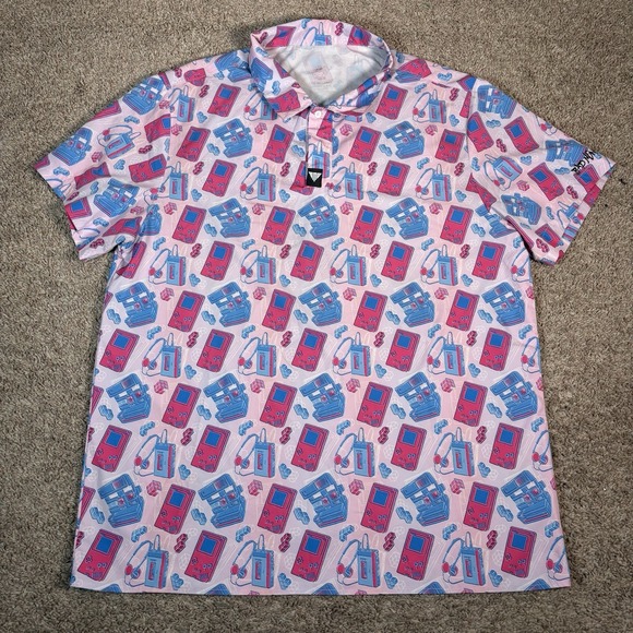 Other - Bad Monkey Golf Pink Nostalgia Factory Polo Shirt‎ Mens 2XL Retro Stretch